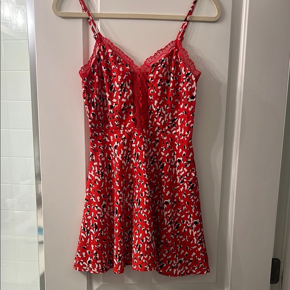 superdown Red Chemise with Spaghetti Straps